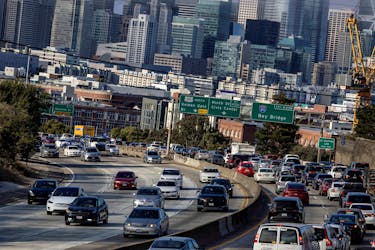 A view of cars on the road during rush hour traffic jam in San Francisco, California, U.S. August 24, 2022.