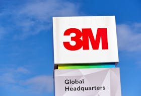 The 3M logo is seen at its global headquarters in Maplewood, Minnesota, U.S. on March 4, 2020. 