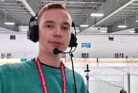 Paradise teenager Drew Feltham made his hockey commentary debut at the Royal Newfoundland Regiment Memorial Hockey Tournament when he called some 20-25 games at the tournament last month. Contributed photo