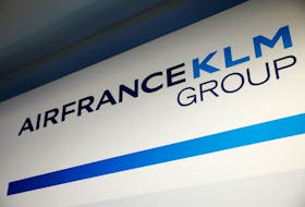 The logo of Air France-KLM Group in Paris, France, February 29, 2024.