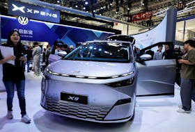 The Xpeng X9 electric vehicle is displayed at the Beijing International Automotive Exhibition, or Auto China 2024, in Beijing, China, April 25, 2024.