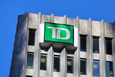 The Toronto Dominion (TD) bank logo is seen on a building in Toronto, Ontario, Canada March 16, 2017.