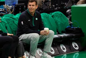 May 14, 2023; Boston, Massachusetts, USA; Boston Celtics president of basketball operations Brad Stevens looks on before game seven of the 2023 NBA playoffs between the Boston Celtics and the Philadelphia 76ers at TD Garden. Mandatory Credit: Winslow Townson-USA TODAY Sports/ File Photo