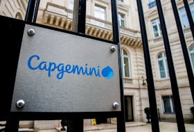 The logo of Capgemini is seen at the company's headquarters in Paris, France, August 3, 2021.