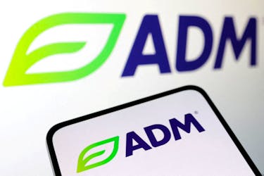 Archer Daniels Midland Co (ADM) logo is seen displayed in this illustration taken, April 10, 2023.