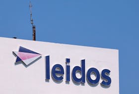The logo of the company Leidos Holdings Inc is shown on one of the company's  buildings in San Diego, California, U.S., September 17, 2020.