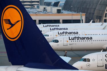 Lufthansa planes at  Frankfurt airport, Germany, March 7, 2024.