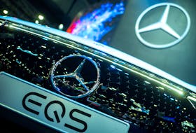 The Mercedes-Benz logos are displayed at the 44th Bangkok International Motor Show in Bangkok, Thailand, March 23, 2023.