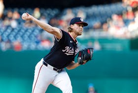 Apr 24, 2024; Washington, District of Columbia, USA; Washington Nationals pitcher Jake Irvin (27) pitches against the Los Angeles Dodgers during the first inning at Nationals Park. Mandatory Credit: Geoff Burke-USA TODAY Sports