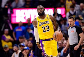 Apr 29, 2024; Denver, Colorado, USA; Los Angeles Lakers forward LeBron James (23) in the third quarter against the Denver Nuggets during game five of the first round for the 2024 NBA playoffs at Ball Arena. Mandatory Credit: Isaiah J. Downing-USA TODAY Sports/File Photo