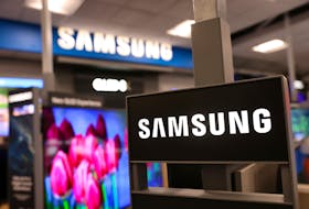 Samsung signage is seen in a store in Manhattan, New York City, U.S., November 22, 2021.