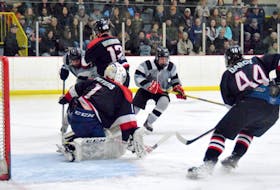 The South West Storm faced-off against the Spryfield Attack in best of five quarter final action in the Nova Scotia Regional Junior Hockey League. The Storm rebounded from a 2-1 series deficit to win the series 3-2, advancing to meet the Sackville Knights in semi-final play. Kathy Johnson photo