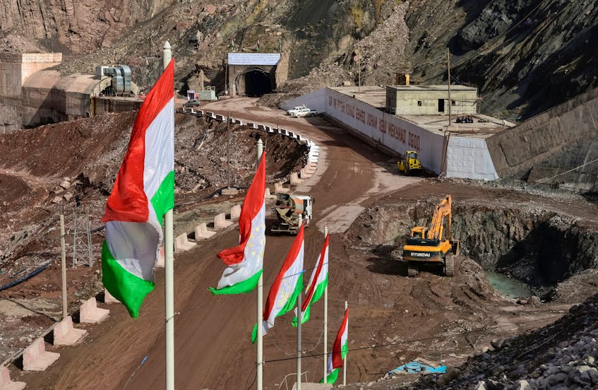 A general view shows a construction site of Rogun hydroelectric power station on the Vakhsh River ahead of the launch of its first turbine, east of country's capital Dushanbe, Tajikistan November 14, 2018.