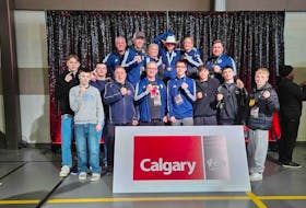 Pictured are the althetes and coaches from Team Nova Scotia that represented the province at the Youth and Elite Canada Cup Championship that look place in Calgary, Alberta from March 20-24. -Contributed