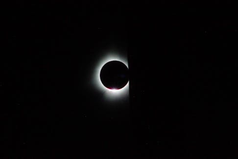 The event of totality on April 8 lasted several minutes, plunging Mill River into darkness with the only light in the sky coming from behind the moon, and the faint, star like brightness of Venus and Jupiter in the sky. Tristan Hood