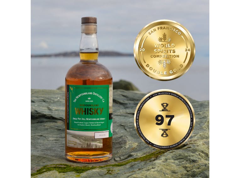 Newfoundland Whiskey earned a "Best in Class" Double Gold Medal at the  2024 San Francisco World Spirits Competition. - Contributed