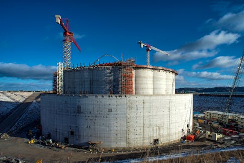 The fixed wellhead platform of Cenovus Energy's West White Rose extension project, which had been suspended in March 2020, is seen under construction in Argentia, Placentia Bay, Newfoundland, Canada December 13, 2019. Picture taken December 13, 2019.