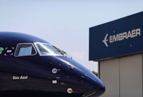 E2-195 plane with Brazil's No. 3 airline Azul SA logo is seen during a launch event in Sao Jose dos Campos, Brazil September 12, 2019.