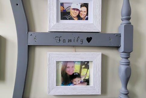 Vanessa Gaudet of Glace Bay found a wooden arm chair in heavy garbage and repurposed it into a picture frame. CONTRIBUTED