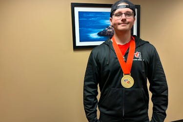 Conception Bay South’s Brandon Joy recently won a gold medal with the Canadian blind national hockey team at the 2024 International Blind Hockey Series held Apr. 12-14 in St. Louis, MO. Nicholas Mercer/The Telegram