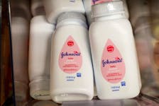 Bottles of Johnson's baby powder are displayed in a store in New York City, U.S., January 22, 2019.