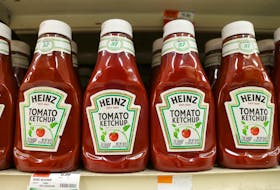 Bottles of Heinz Tomato Ketchup, a brand owned by The Kraft Heinz Company, are seen in a store in Manhattan, New York, U.S., November 11, 2021. Picture taken November 11, 2021.