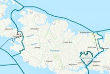 The boundaries of the federal district of Malpeque have shifted slightly as of April 23, 2023. The old boundaries are represented by the thin dark line while the new boundaries are represented by the thicker, green line. The district expanded eastward slightly, taking on the communities of Frenchfort and Grand Tracadie. – Elections Canada