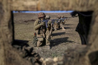 Ukrainian servicemen of 79th brigade take part in training, amid Russia's attack on Ukraine, in Donetsk region, Ukraine March 4, 2024.