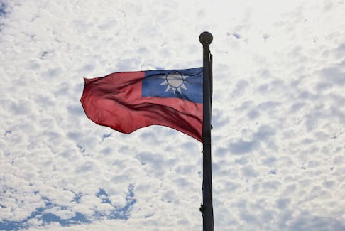 A Taiwanese flag flaps in the wind in Taoyuan, Taiwan, June 30, 2021.