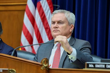 House Oversight Committee Chairman James Comer (R-KY) adjusts his microphone before a House Oversight and Accountability Committee hearing as part of the House of Republicans' impeachment probe into U.S. President Joe Biden, on Capitol Hill in Washington, U.S., March 20, 2024.