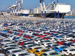 Cars to be exported sit at a terminal in the port of Yantai, Shandong province, China January 10, 2024. China Daily via