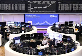 The German share price index DAX graph is pictured at the stock exchange in Frankfurt, Germany, April 26, 2024.