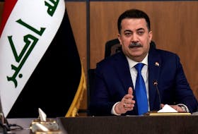 Iraqi Prime Minister Mohammed Shia al-Sudani attends the first session of negotiations between Iraq and the United States to wind down the International Coalition mission in Baghdad, Iraq, January 27, 2024. Hadi Mizban/Pool via