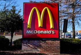 The logo for McDonald's restaurant is seen as McDonald's Corp. reports fourth quarter earnings, in Arlington, Virginia, U.S., January 27, 2022. 