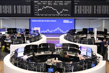 The German share price index DAX graph is pictured at the stock exchange in Frankfurt, Germany, May 8, 2024.