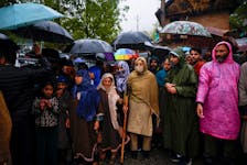 Supporters attend a roadshow by Mehbooba Mufti, President of Peoples Democratic Party (PDP), at an election campaign rally, during the ongoing general election, in south Kashmir's Anantnag district April 29, 2024.