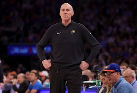 May 6, 2024; New York, New York, USA; Indiana Pacers head coach Rick Carlisle coaches against the New York Knicks during the third quarter of game one of the second round of the 2024 NBA playoffs at Madison Square Garden. Mandatory Credit: Brad Penner-USA TODAY Sports