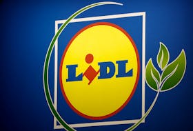 A Lidl grocery store logo is pictured during the International Agriculture Fair (Salon International de l'Agriculture) at the Porte de Versailles exhibition centre, in Paris, France, February 27, 2024.