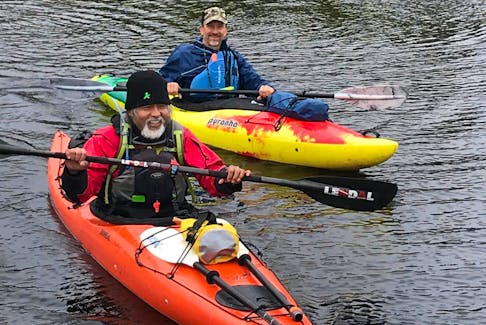 Alec d'Entremont (rear) and Eko Raharjo will be paddling the length of the Tusket River in two segments: fresh water and salt water. CONTRIBUTED