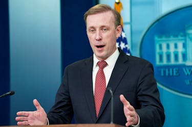 White House National Security Advisor Jake Sullivan speaks during a press briefing at the White House in Washington, U.S., April 9, 2024.