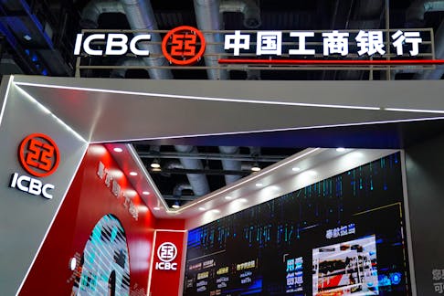 A booth of the Industrial and Commercial Bank of China (ICBC) is seen at the 2020 China International Fair for Trade in Services (CIFTIS) in Beijing, China September 4, 2020.