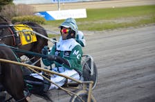 Marc Campbell warms up a horse before a race during a recent harness racing card at Red Shores Racetrack and Casino at the Charlottetown Driving Park. Campbell recorded three driving wins on a 13-dash program on May 11. Jason Simmonds • The Guardian