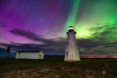 Cheticamp photographer Michel JS Soucy captures a glowing view of the aurora borealis (also known as the northern lights) in a dazzling display late Friday night over the Enragée Point Lighthouse on Cheticamp Island. “Based on the predicted cloud cover and the limited viewing window, I knew there was only one spot I wanted to be, and that was here,” Soucy said. The spectacle seen by many Nova Scotians late Friday and Saturday nights was caused by a powerful solar storm that lit up the skies unusually far south in the Northern Hemisphere. The celestial light displays were a result of energy particles from the sun colliding with the upper parts of the Earth’s atmosphere. In this case, people who were able to view the displays got to see the most powerful solar storm in more than two decades, according to the U.S.-based National Oceanic and Atmospheric Administration. CONTRIBUTED/MICHEL JS SOUCY PHOTOGRAPHY