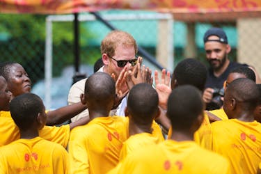 Britain's Prince Harry, Duke of Sussex attends a basketball event in Lagos, Nigeria, May 12, 2024.