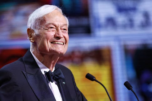Roger Corman speaks on stage during the closing ceremony of the 76th Cannes Film Festival in Cannes, France, May 27, 2023.