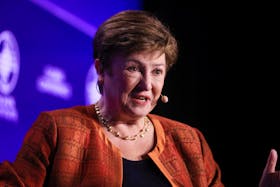 Kristalina Georgieva, Managing Director, International Monetary Fund, speaks at the Milken Conference 2024 Global Conference Sessions at The Beverly Hilton in Beverly Hills, California, U.S., May 6, 2024. 