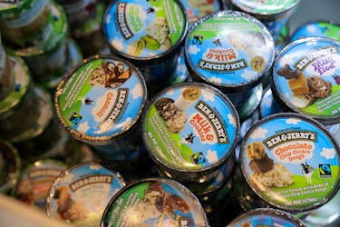 Ben & Jerry's ice cream is seen on display in a store in Manhattan, New York City, U.S., March 24, 2022.