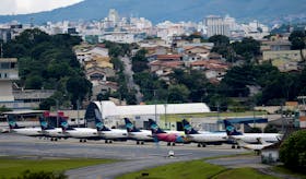 Airplanes of Brazilian airline Azul are seen at the Pampulha airport after the company suspended several flights, amid a coronavirus disease (COVID-19) outbreak, in Belo Horizonte, Brazil, April 2, 2020.