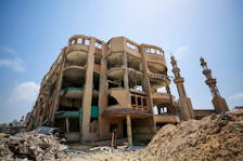 A ruined building stands at the Islamic University of Gaza (IUG), which was destroyed during Israel's military offensive, amid the ongoing conflict between Israel and the Palestinian Islamist group Hamas, in Gaza City April 28, 2024.