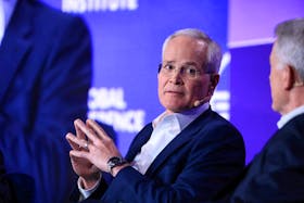 Darren Woods, Chairman and CEO, Exxon Mobil Corporation speaks at the Milken Conference 2024 Global Conference Sessions at The Beverly Hilton in Beverly Hills, California, U.S., May 6, 2024. 